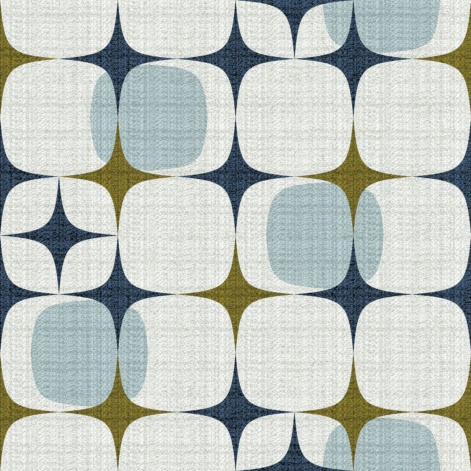 Mid Century Modern Geo Starburst Navy peel and stick wallpaper sample pattern swatch